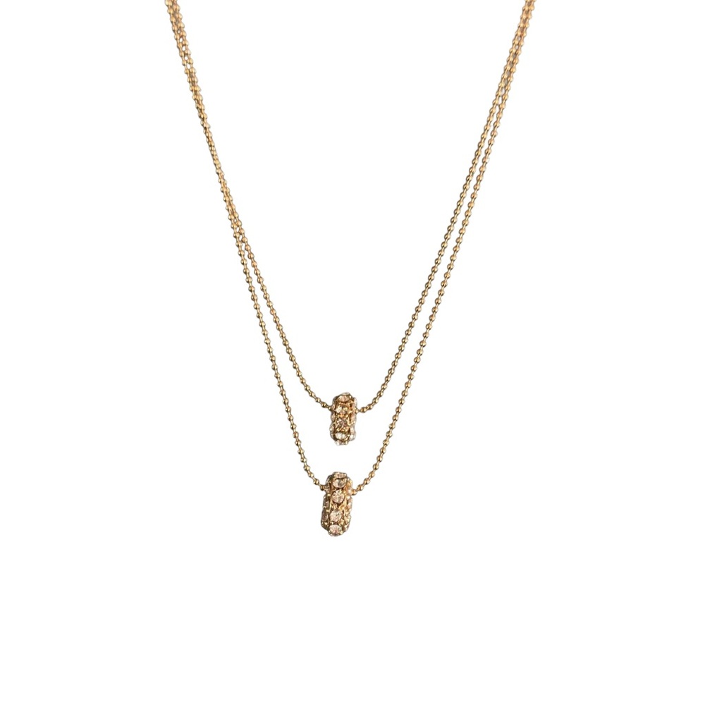 Gold tone pierced earrings and necklace set - Picture 4 of 5